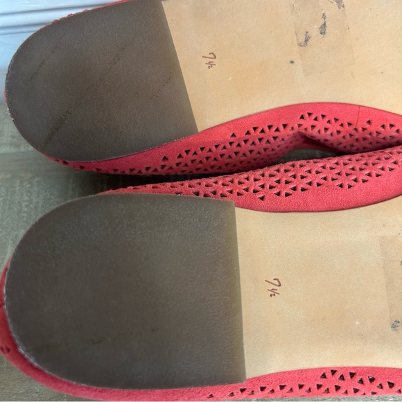 Sam Edelman Women’s Hot Coral Red Perforated Leather Felicia Ballet Flats Sz 7.5 - Picture 7 of 7